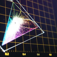 Color grading graph or RGB colour correction indicator on monitor in post production process. Telecine stage in video or film production processing. for colorist edit or adjust color on digital movie.